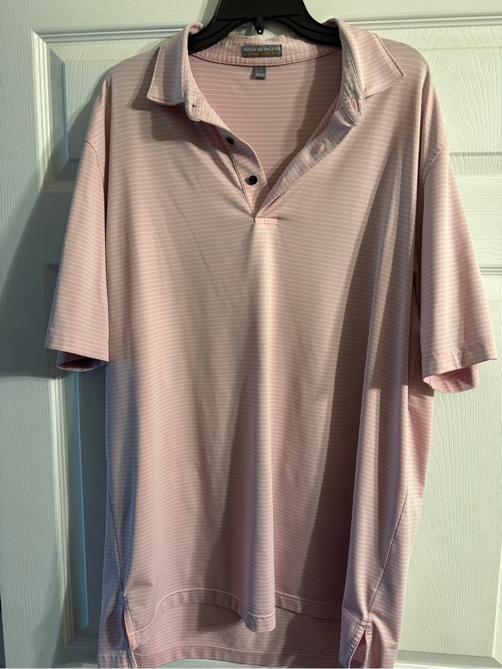 Peter Millar Currahee Club Soft Pink Thin-Stripe Polo